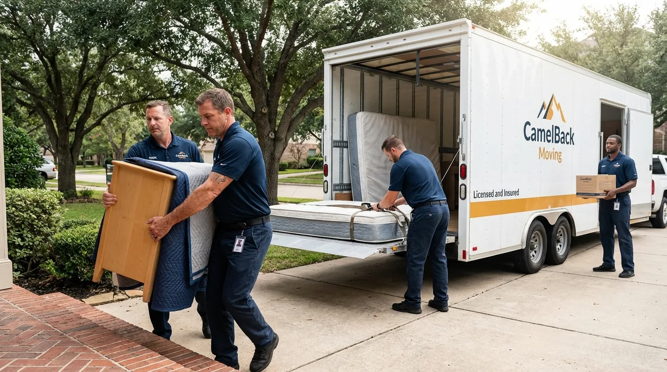 Crew loading residential truck for cross-state move from Hamburg, NJ