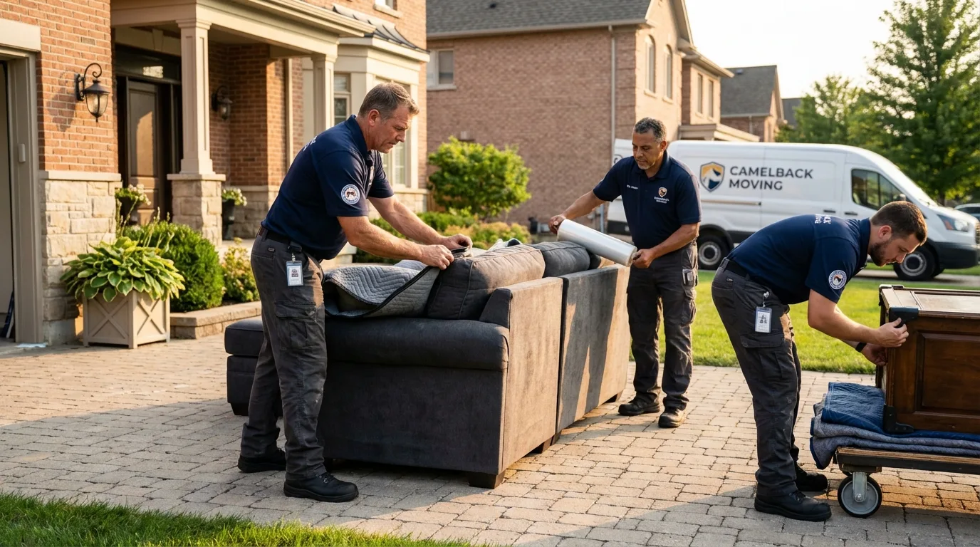 Large estate moving crew wrapping furniture in Hamburg, NJ