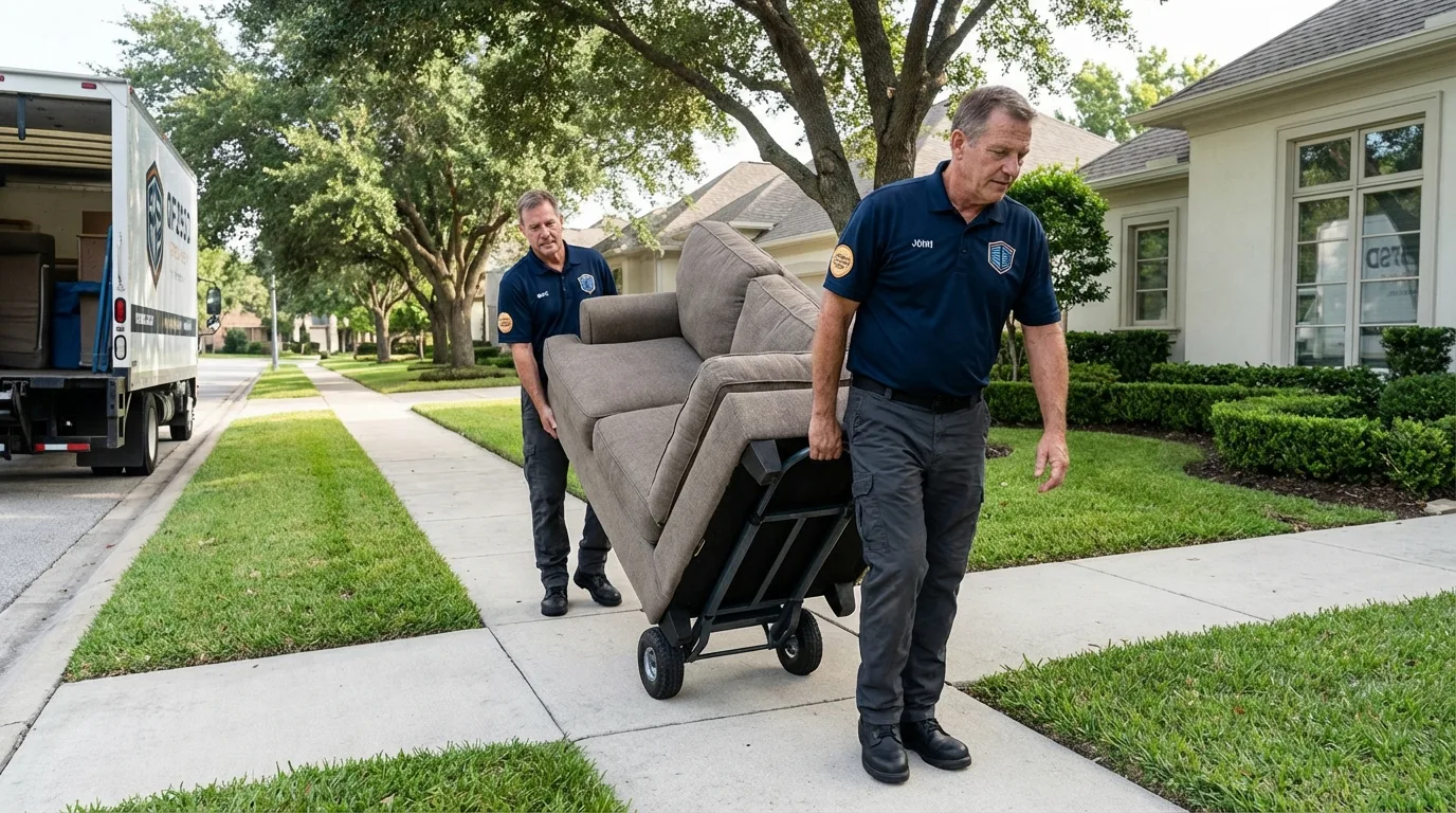 Local residential moving crew loading furniture in Hamburg, NJ